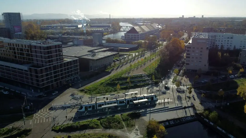 pexels-photo-17100944-17100944 Strasbourg's tram from above at dawn